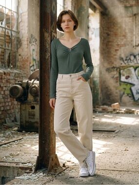 Promesa Smoke Green Long Sleeve Bodysuit Perfect Alone or Great For Layering